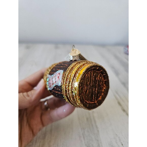 Old world OWC beer keg glass ornament gold glitter Xmas tree - Picture 5 of 8